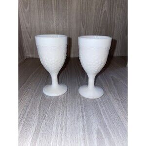 Vtg Pair 4 inch 3 oz Imperial Glass Grape Cordial Goblets